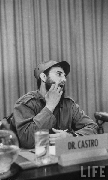 Rebel leader Fidel Castro being interviewd on his victory. Havana 1959